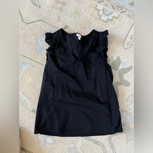 NWOT Jcrew Black Sleeveless Ruffle Cotton Blouse